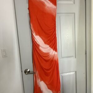 Orange and White Tie-Dye Maxi Dress